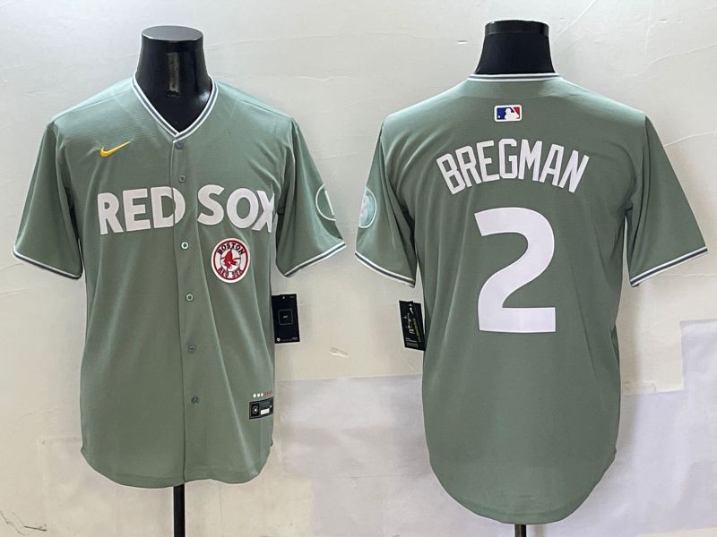 Men Boston Red Sox 2 Bregman Green Joint Name Game Nike 2025 MLB Jersey style 8